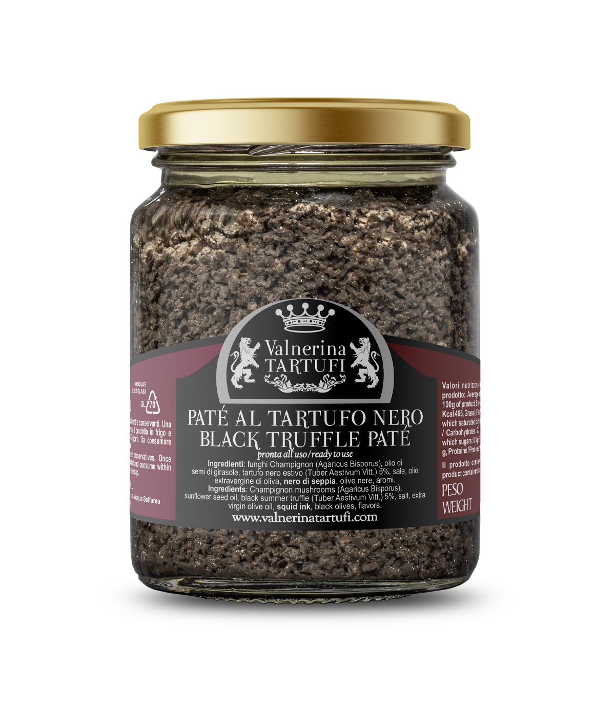 Paté al Tartufo Nero e Funghi Champignon, Olive Nere - Vasetto 90g