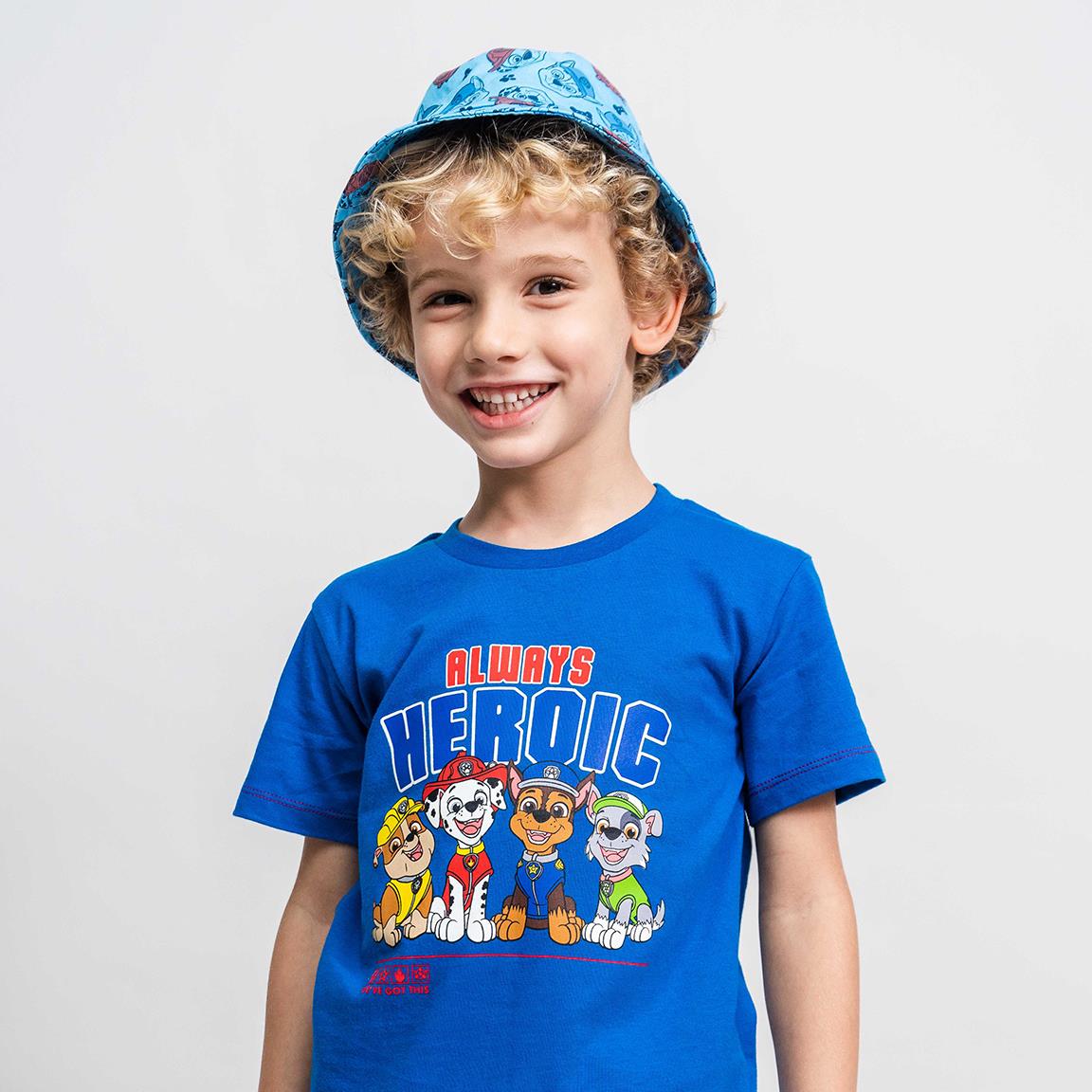 Paw Patrol - Maglietta a maniche corte per bambini, colore: Blu, Blu, 122 cm-128 cm
