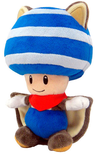 TOGETHER Super Mario Fly Squirrel Toad Blue Plush 20 cm