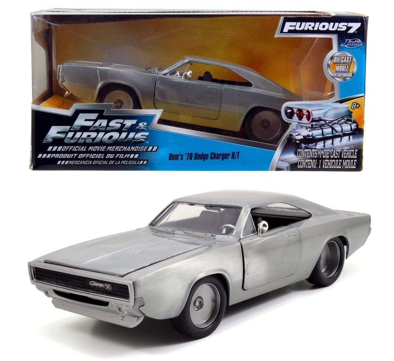 Dodge Charger R/t 1968 Fast & Furious 7 Satin Metal 1:24