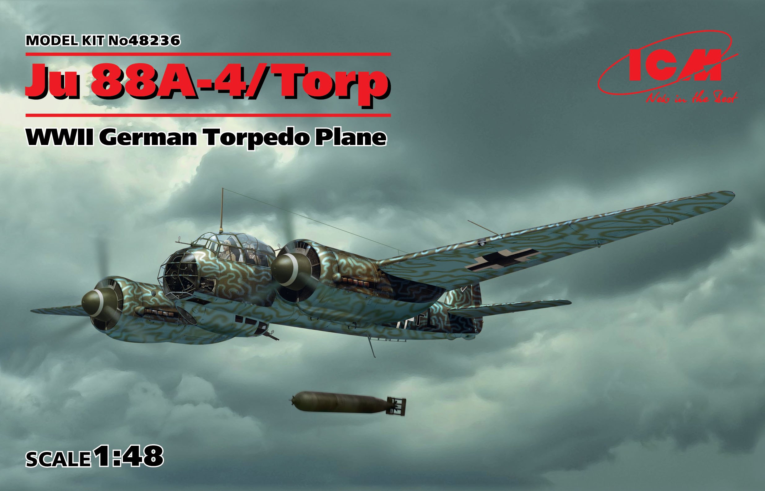 Ju 88a-4 Torp/A-17, WWII German Torpedo Plane 1:48 Plastic Model Kit ICM