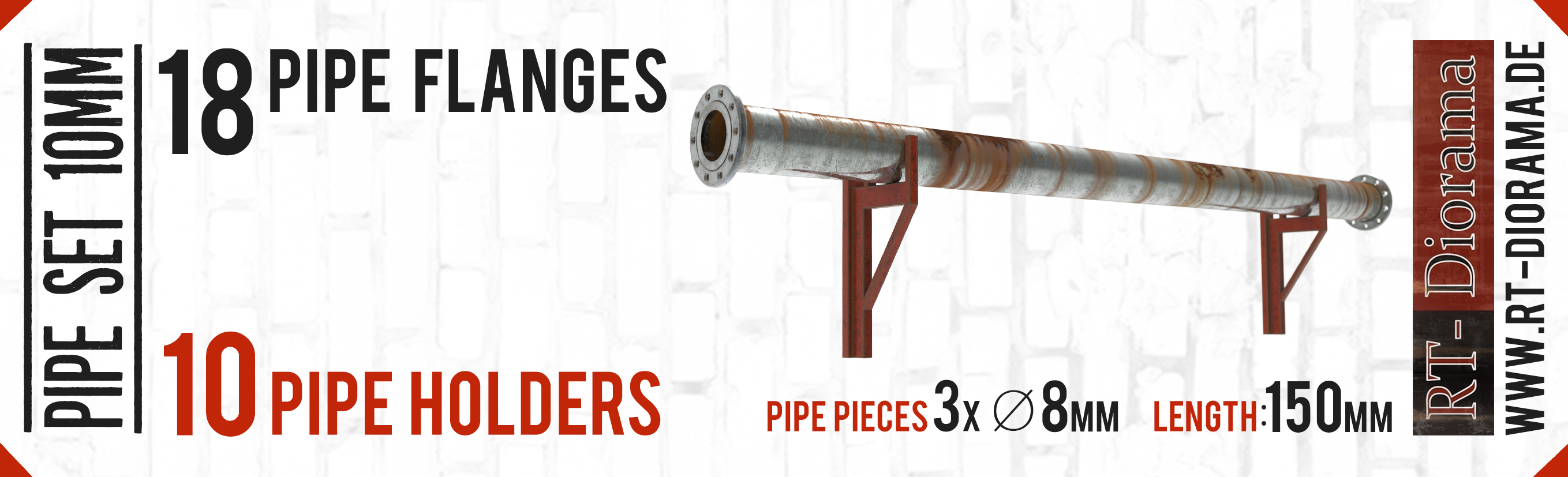 Pipe Set 8mm 8mm Pipe Set 1:35 Plastic Model Kit RT-DIORAMA