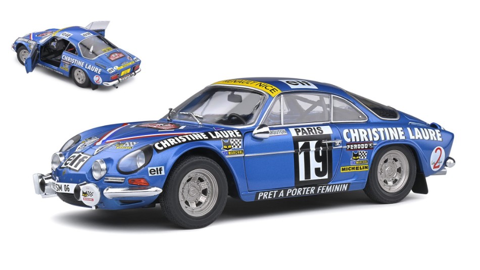 Alpine A110 1600s #19 Rally Monte Carlo 1976 Mouton 1:18 Model 1804204 SOLIDO