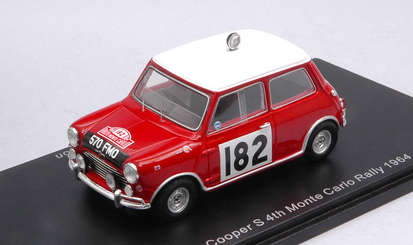 Morris Cooper S #182 4th Monte Carlo Rally 1964 T.makinen / P.vanson 1:43 Model - Foto 1 di 1