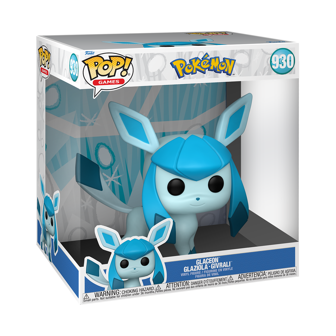 Pokemon Glaceon Super Sized Jumbo POP Games #930 Vinyl Figure FUNKO