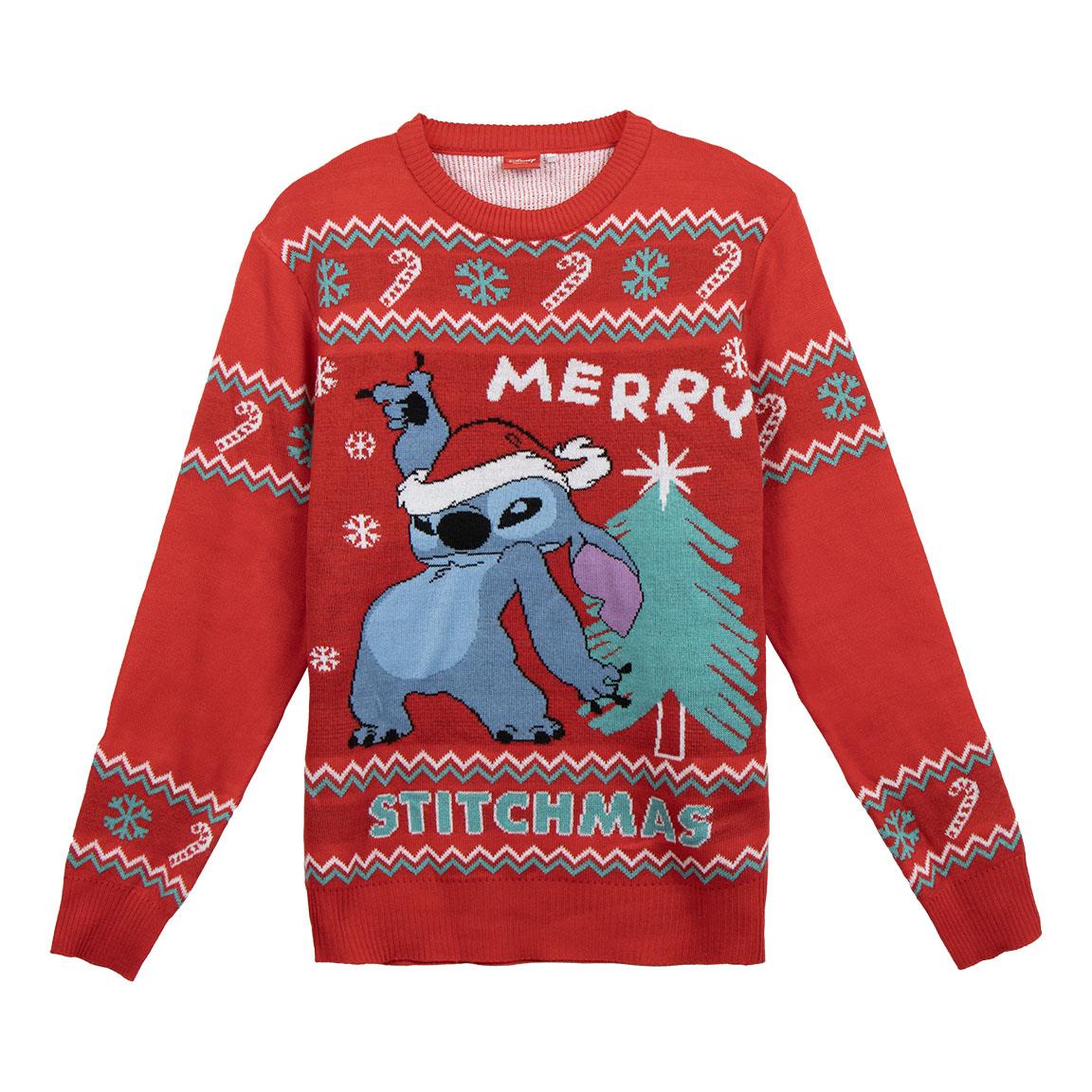 Pull De Noël Stitch ROUGE L UNISEX CERDÀ